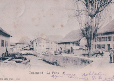Photo ancienne du Village de Cuarnens, vue sur la Venoge et le pont